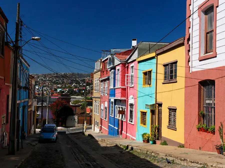 casas coloridas em Valparaíso. Chile
