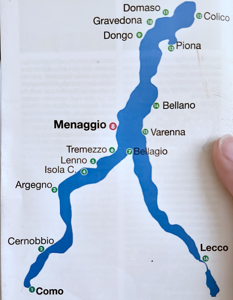 mapa do lago di como e principais cidades para se hospedar